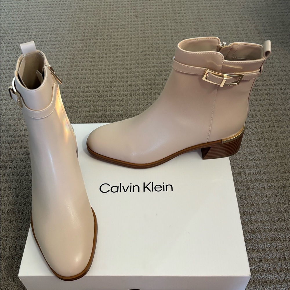 Calvin Klein Women's Beige Ankle Booties